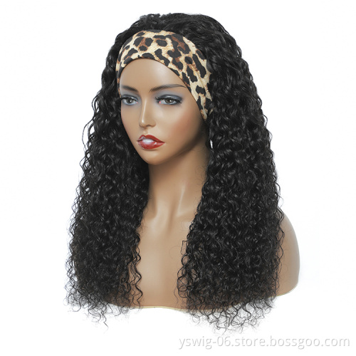 10A Grade 100% Brazilian Human Hair Wig Water Wave Headband Wig No Lace Front Hair Manufacturer Headband Wig